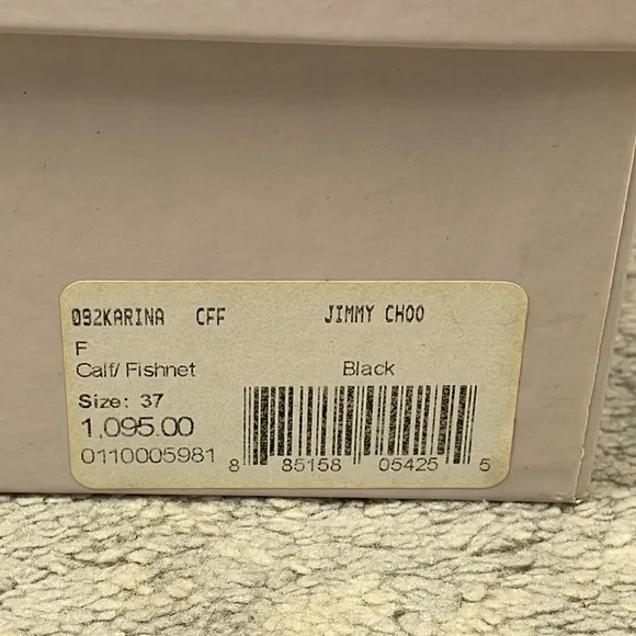 SOLD Jimmy Choo Karina Black Fishnet Studded Calf Leather Cage Heels with Box 37 - Picture 16 of 16